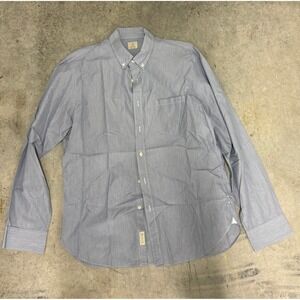J.Crew Mens Long Sleeve Button Down Shirt Blue‎ Striped Cotton Casual